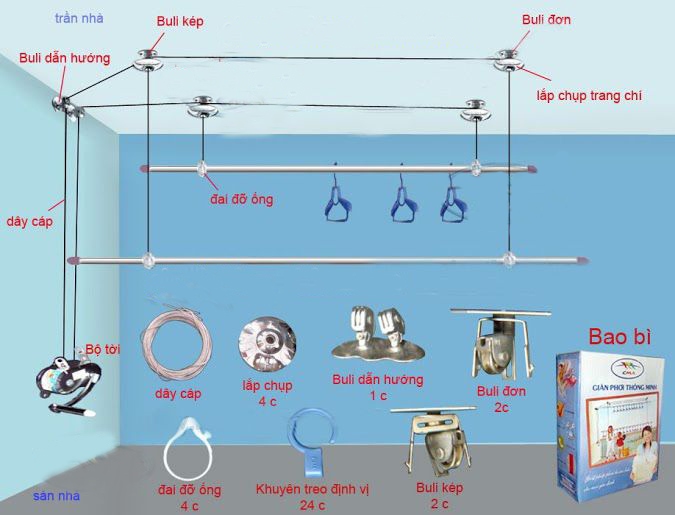 Lắp  giàn phơi thông minh Hoà Phát Bắc Ninh